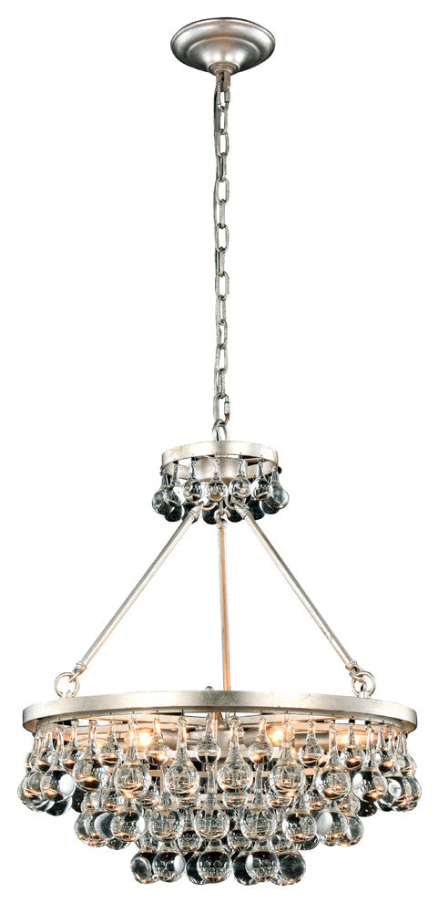 Elegant Lighting Bettina Pendant, Royal Cut Crystals, Silver Leaf