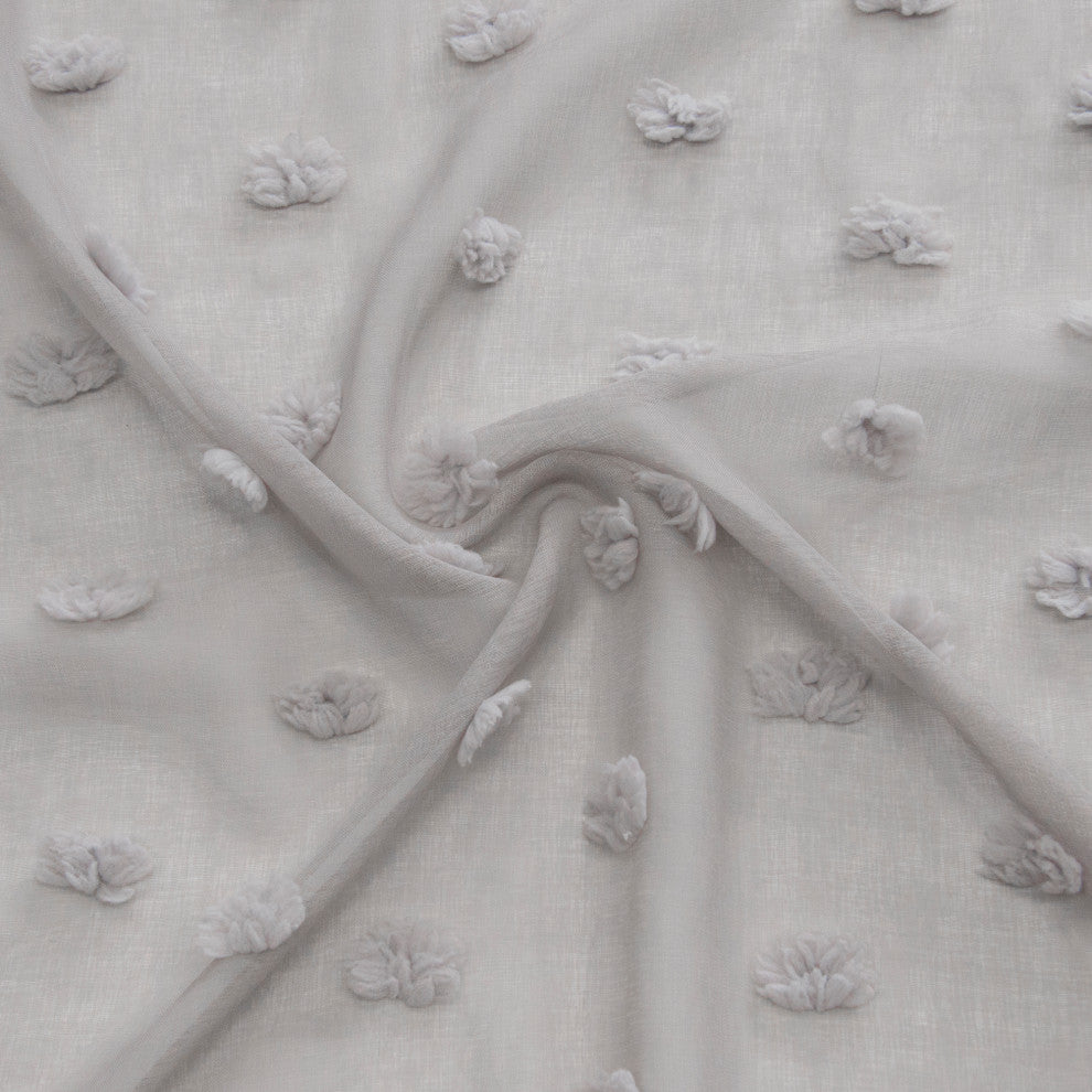 Sheer Textured Dot Curtains, Grey