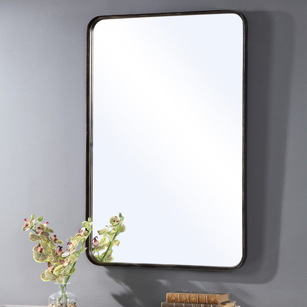 36" Industrial Bronze Metal Mirror