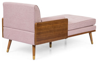 Miles Fabric Chaise Lounge, Light Blush and Dark Walnut