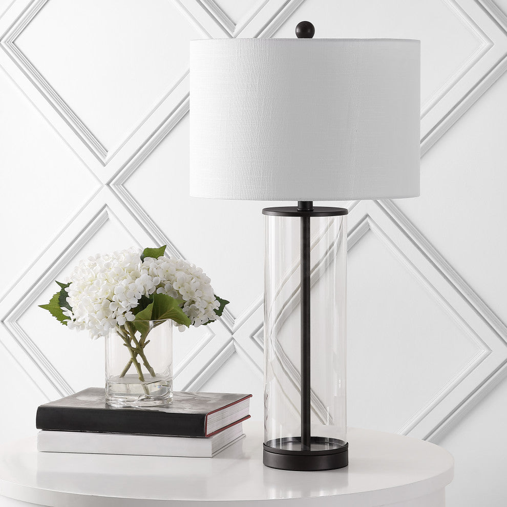 Harper 29" Glass LED Table Lamp, Oil Rubbed Bronze/Clear