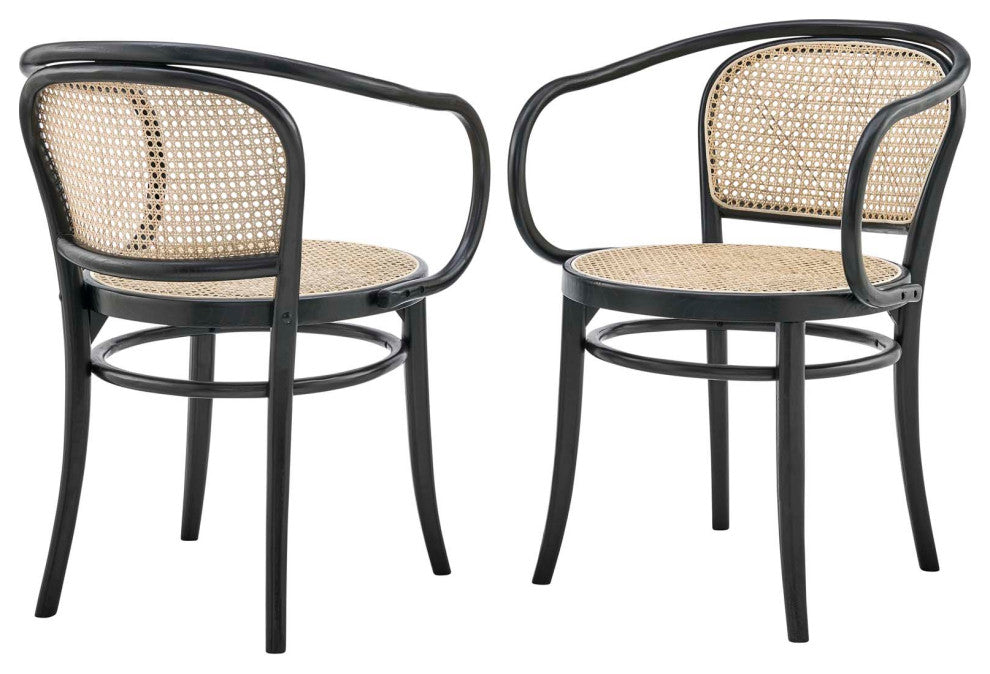 Side Dining Chair, Set of 2, Black, Wood, Modern, Cafe Bistro Hospitality