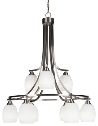 Paramount 9-Light Chandelier, Brushed Nickel, 5" White Matrix Glass