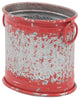Farmhouse Cylindrical Iron Planters With Ring Handles, 3-Piece Set, Red