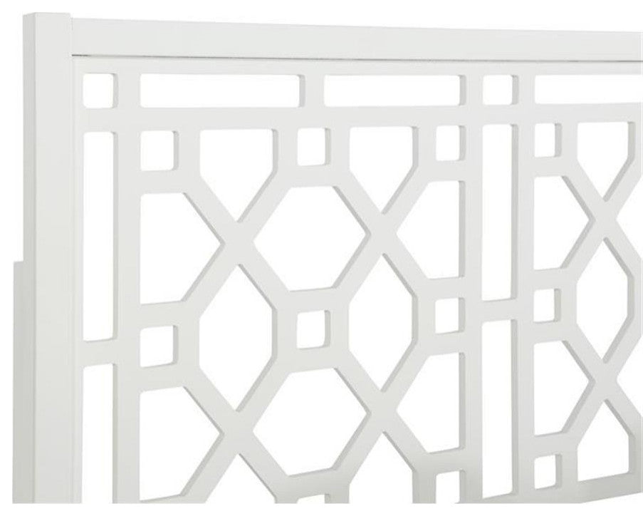 Bowery Hill Transitional Chippendale Wood Headboard - King in White