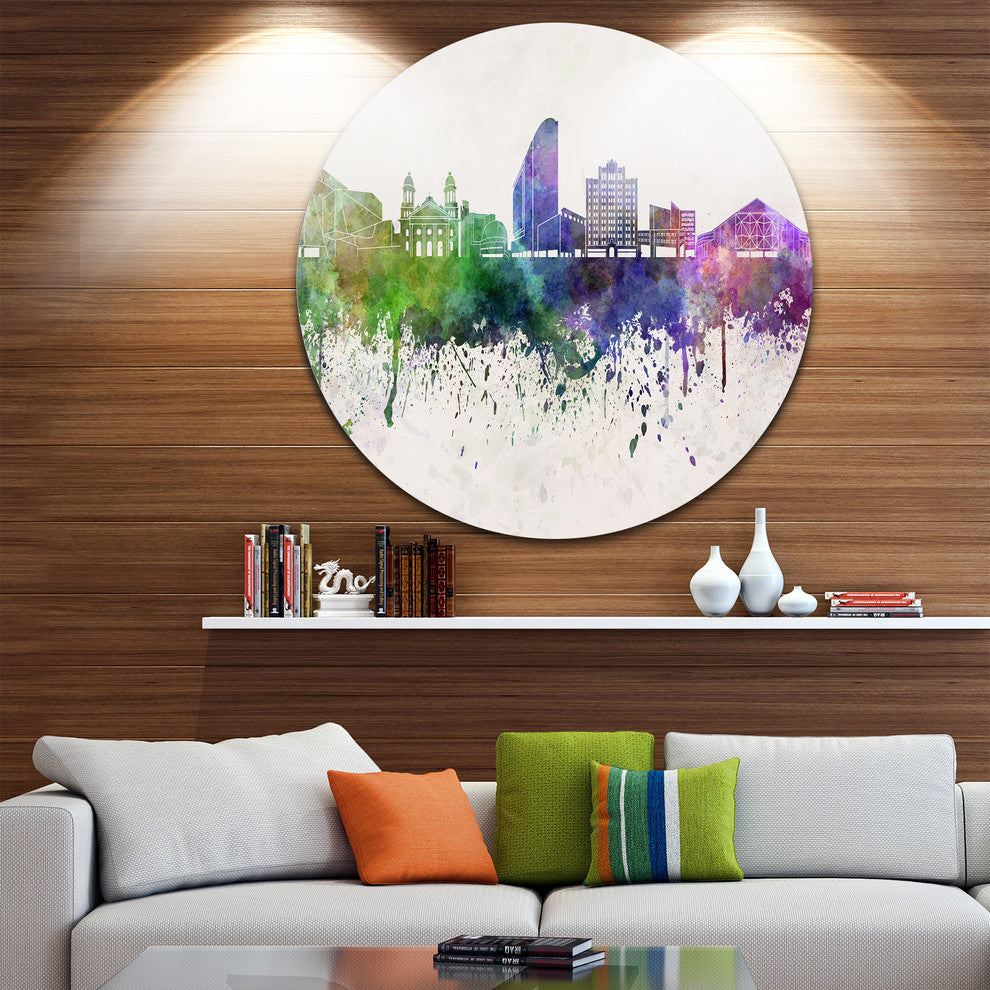 San Jose Skyline, Cityscape Disc Metal Wall Art, 36"