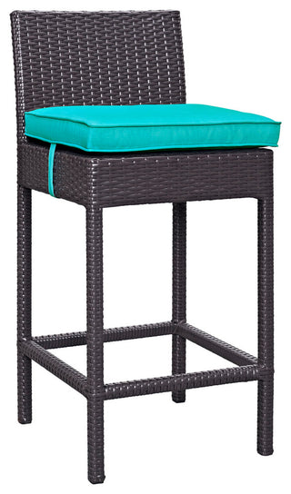 Convene Outdoor Patio Fabric Bar Stool, Espresso Turquoise