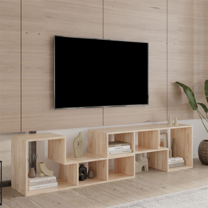 L-Shaped TV Stand Display Shelf Bookcase for Home with OAK finish