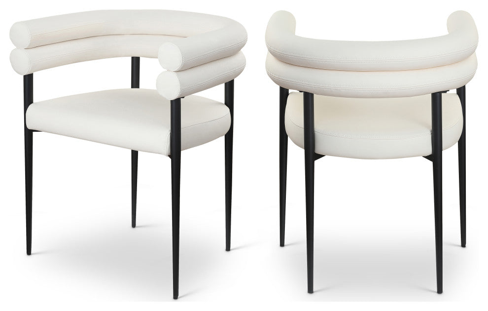 Lavina Upholstered Dining Chair, Cream, Vegan Leather, Set of 2