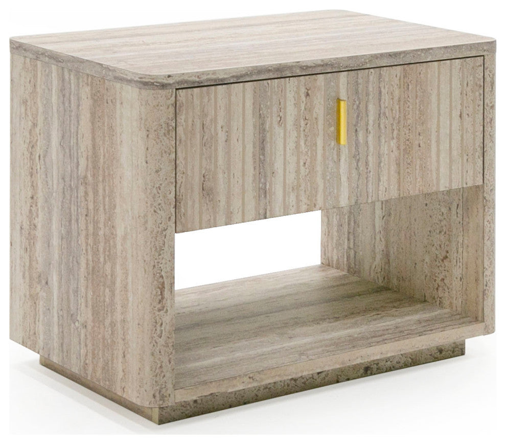 Nova Domus Roma Modern Travertine, Gold Nightstand