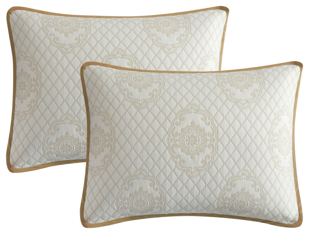 Valentine 3 Piece Quilt Set, Ivory, Queen
