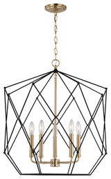 Zarra Large Five Light Lantern, Satin Brass