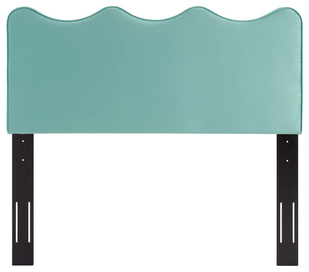 Headboard, Full Queen Size, Velvet, Blue, Modern Contemporary, Bedroom Master