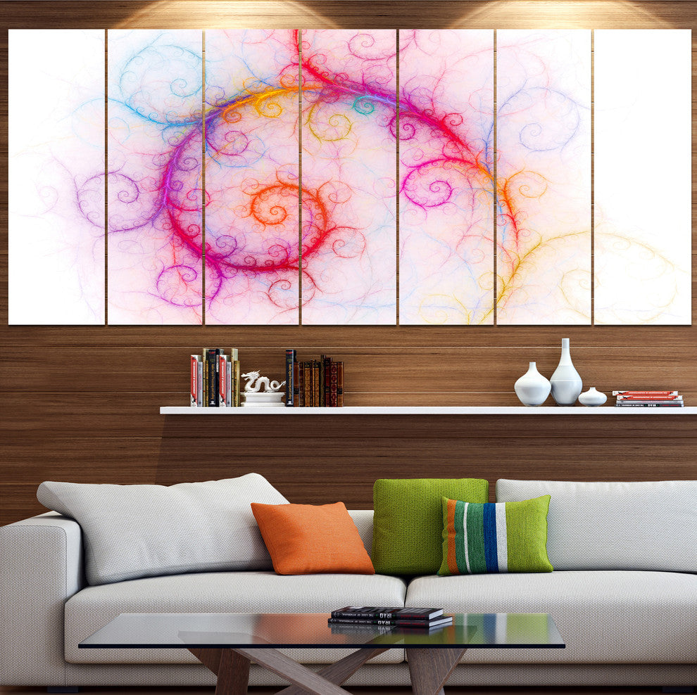 Beautiful Pink Fractal Pattern, Abstract Wall Art Canvas, 83"x32", 7 Panels