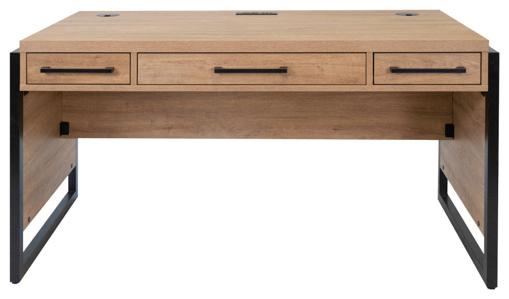 Modern Wood Laminate Office Desk, Writing Table, Light Brown