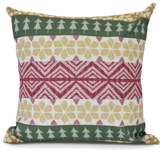 FairIsle, Geometric Print Pillow, Green, 16" x 16"