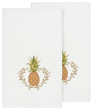 Linum Home Textiles Welcome Embellished, White, Bath Towel, 2-Piece Set