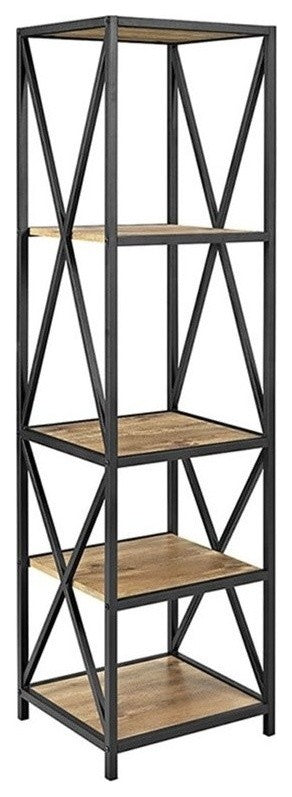 61" Metal X Wood Bookshelf - Barnwood