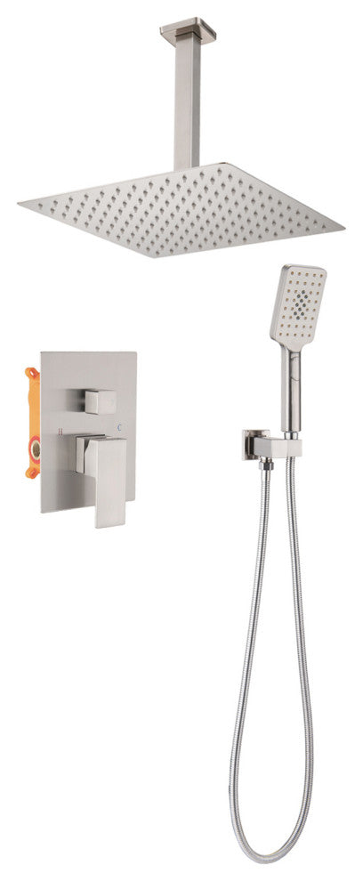 Ceiling-mounted shower system With handheld shower set, Brushed Nickel