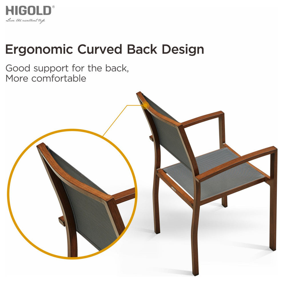 HIGOLD Carlo Outdoor Dining Chairs for 8 Persons, Aluminumï¼ˆSet of 8ï¼‰