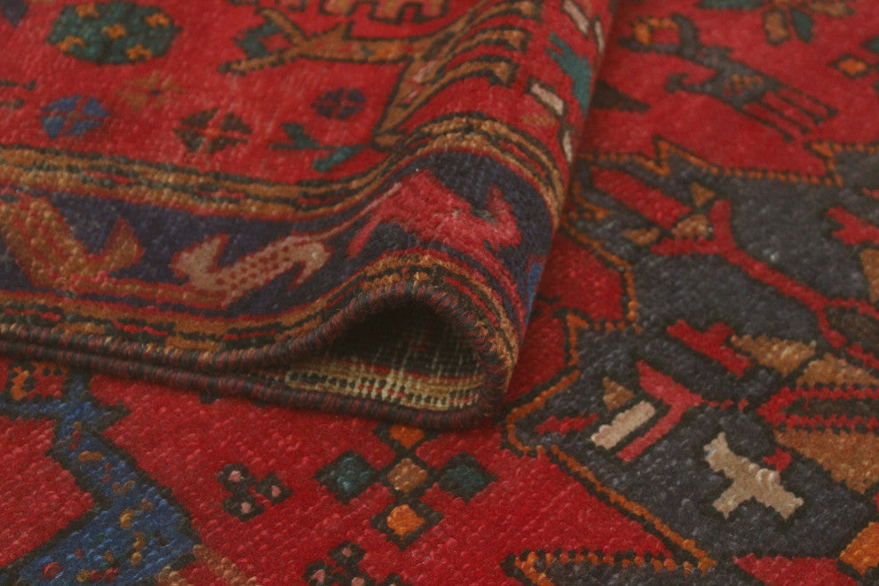 Fine Vintage Distressed Kiraz Red/Brown Runner, 3'3 x 9'11