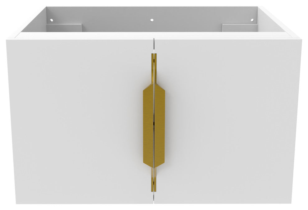 CastelloUSA Alpine 24" Wall Mounted Vanity, Base Only, White, Gold Handles
