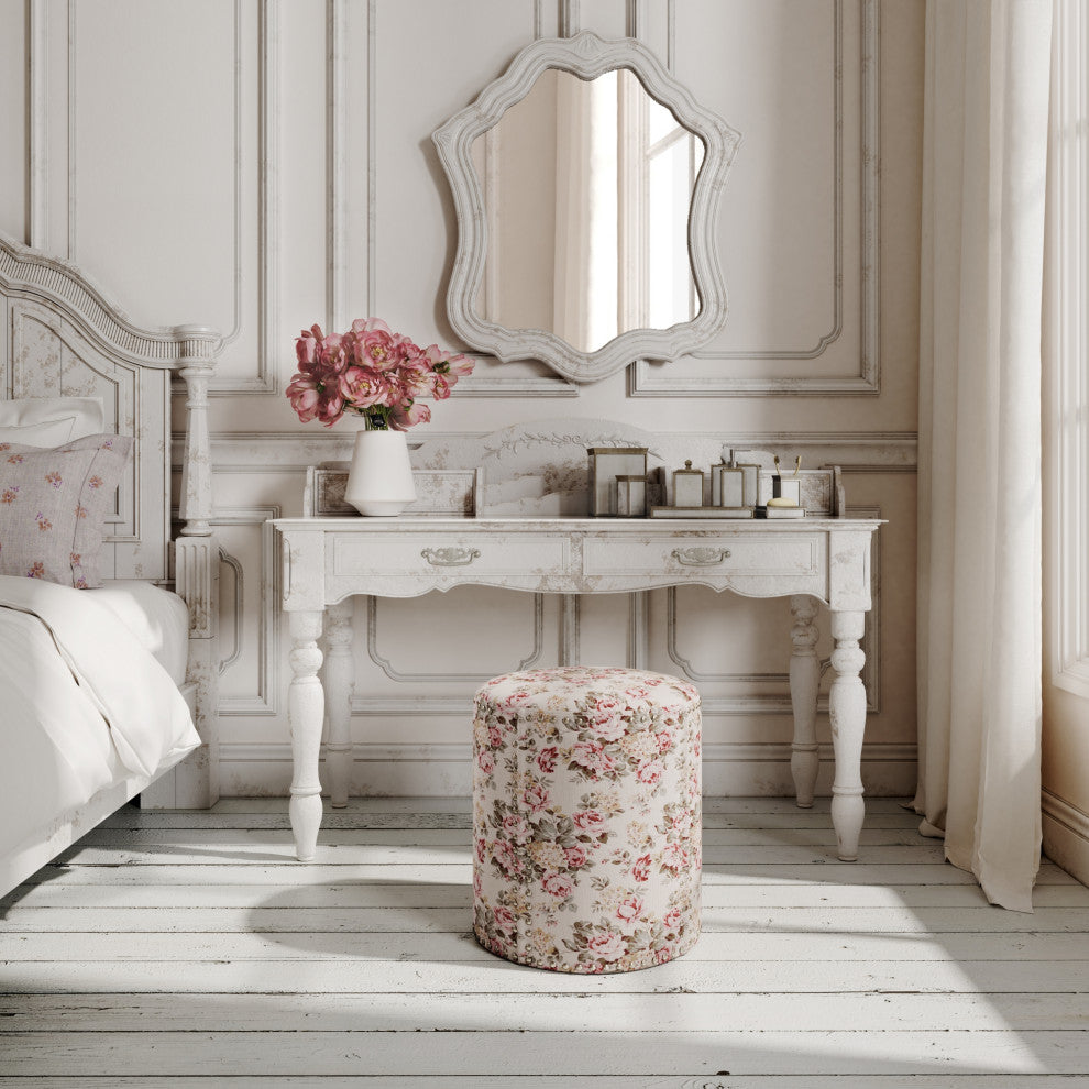 Rustic Manor Brookelynn Ottoman, Upholstered, Linen, Cluster Red