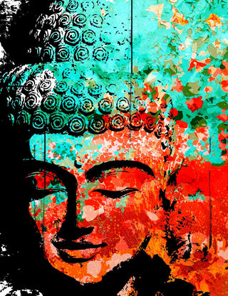 Marmont Hill, "Buddha Green Red" by Rick Martin Painting Wrapped Canvas, 24x29