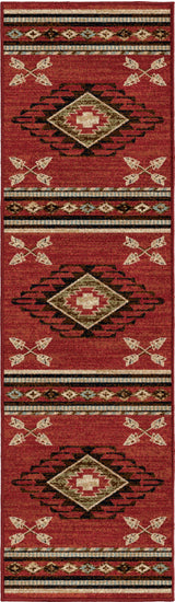 Arrowhead Southwest Lodge Area Rug, Red, 2'3"x7'7"