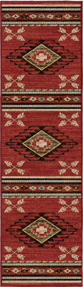 Arrowhead Southwest Lodge Area Rug, Red, 2'3"x7'7"
