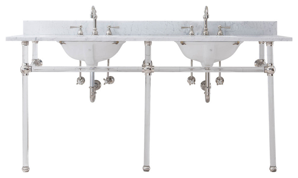 Empire 72" Wide Double Wash Stand, P-Trap, Countertop With Basin, Faucet