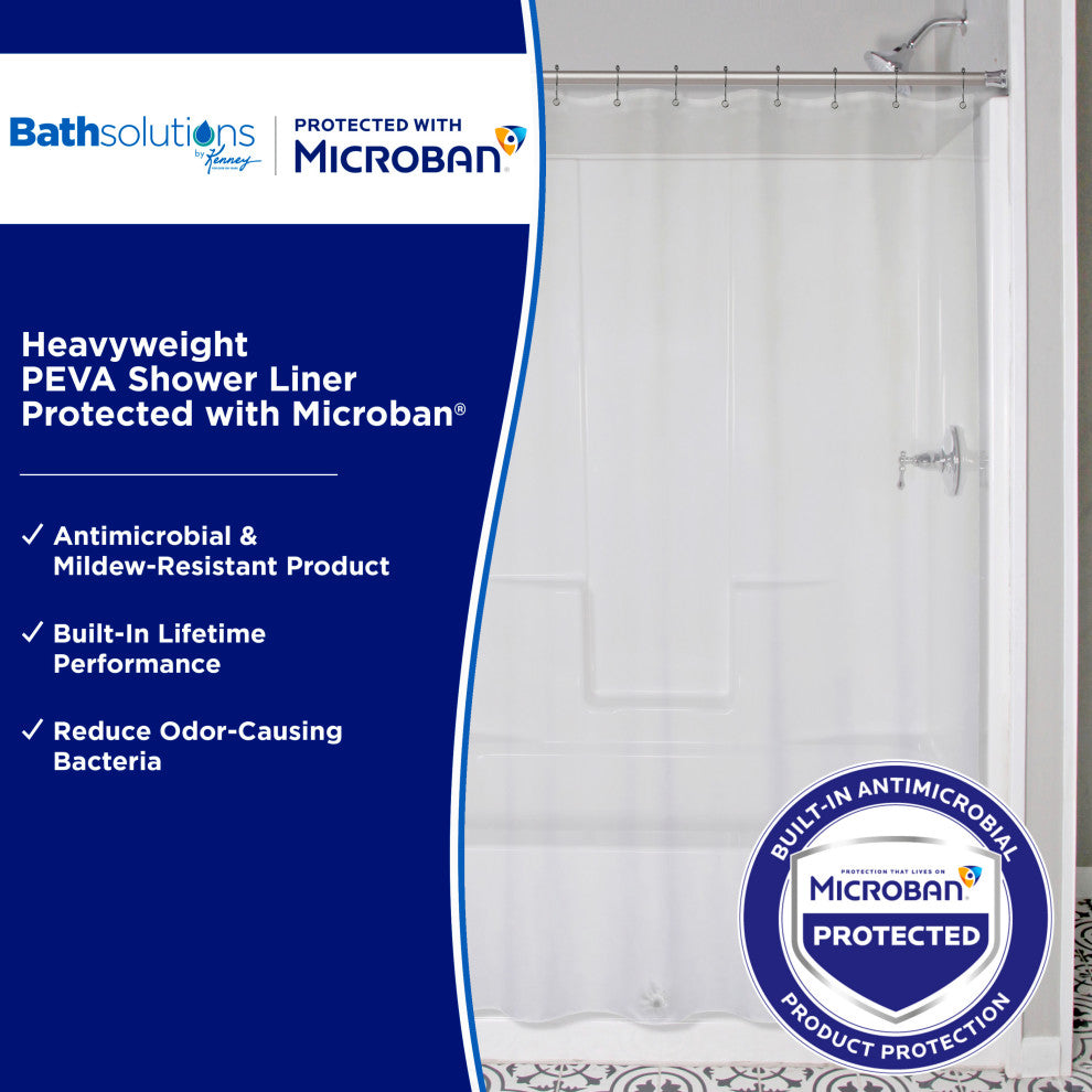 Microban Protected Heavyweight PEVA Shower Liner, 70" W x 72" H, Clear