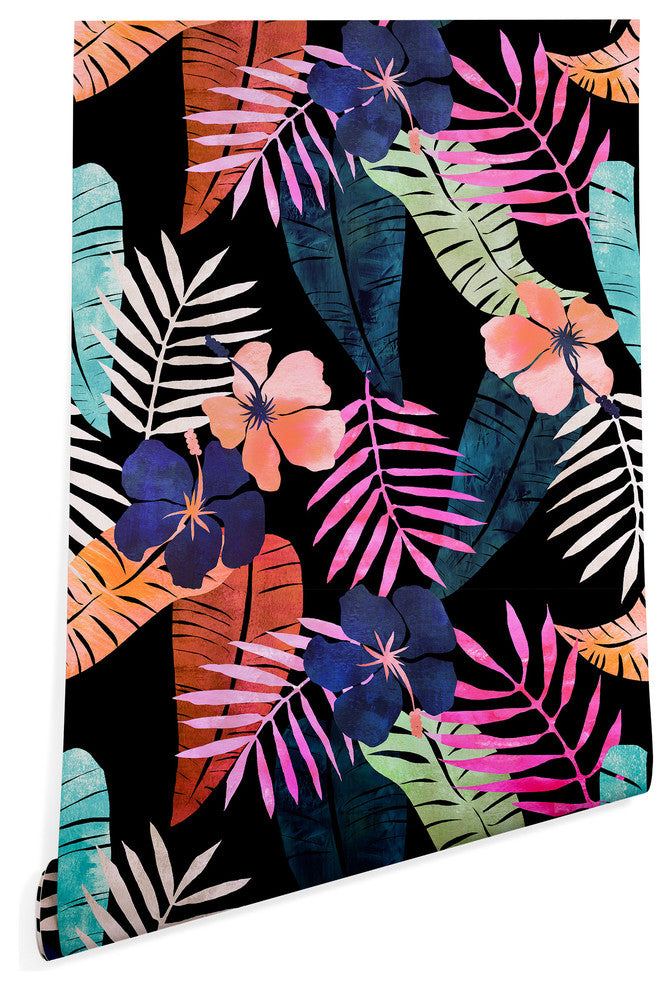 Deny Designs Schatzi Brown Island Goddess Retro Wallpaper, Black, 2'x10'
