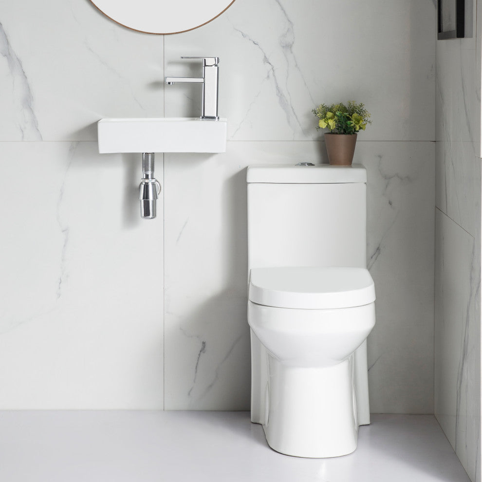 Ceramic Wall Mount Bathroom Sink Small Bathroom White Rectangular Wash Basin
