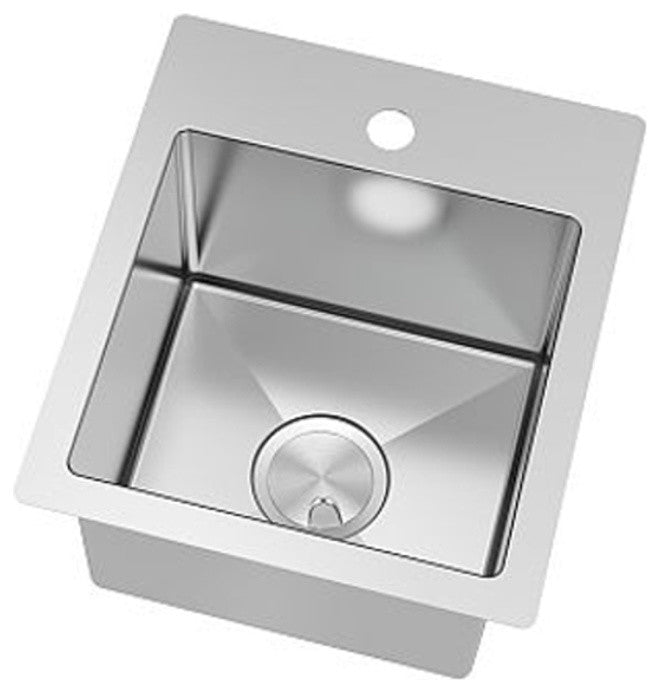 Transolid Diamond Stainless Steel 15-in Dual Mount Kitchen Sink, Stainless