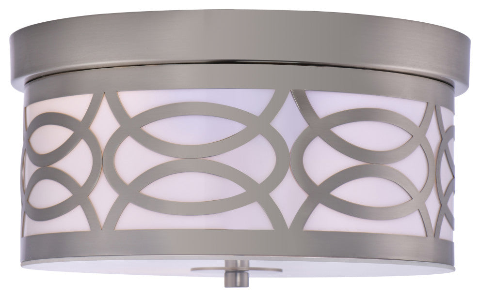Lazzur Aude 2 Light 12" Satin Nickel Flush Mount Ceiling Light