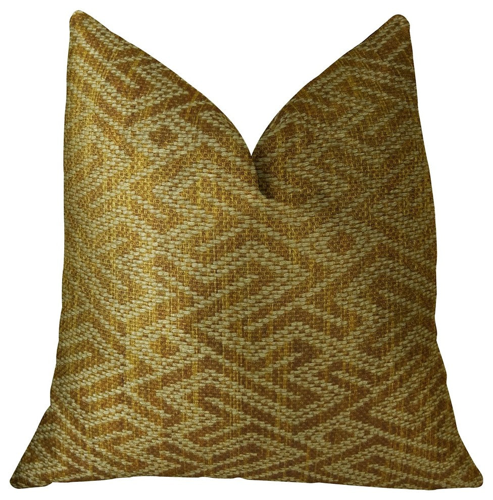 Deep Bridge Taupe and Copper Handmade Luxury Pillow, 20"x36" King