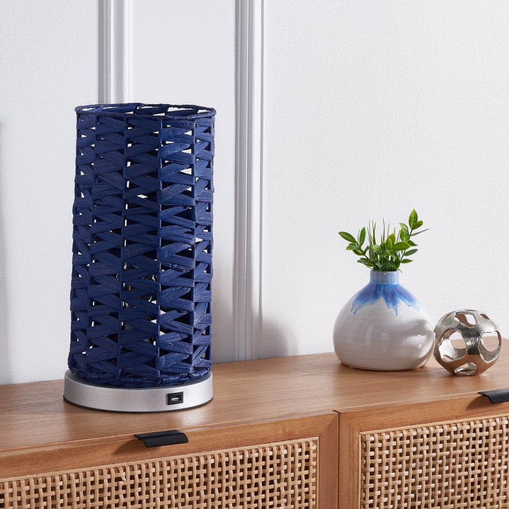 Safavieh Kirin Table Lamp With USB Port  Blue