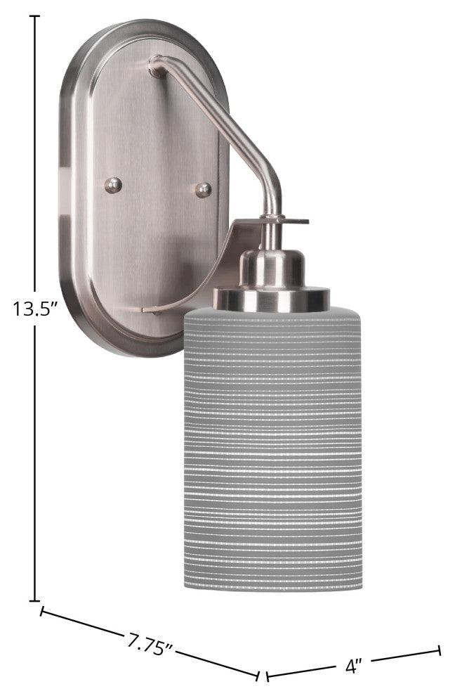 Odyssey 1 Light Wall Sconce In Brushed Nickel Finish With 4" Gray Matrix Glass