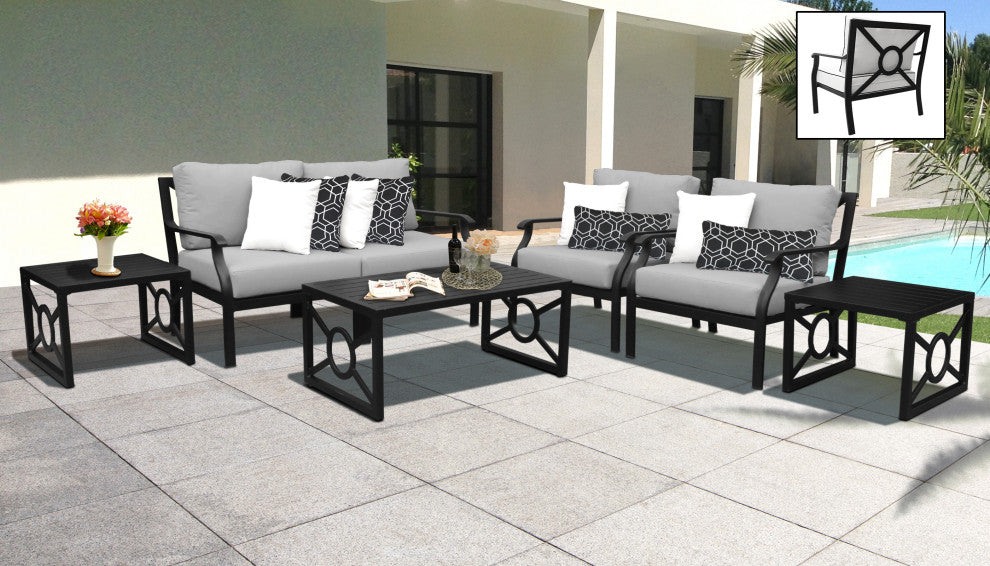 kathy ireland Madison Ave. 7 Piece Aluminum Patio Furniture Set 07d, Slate