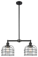 2-Light Large Bell 22" Chandelier, Matte Black, Glass: Seedy