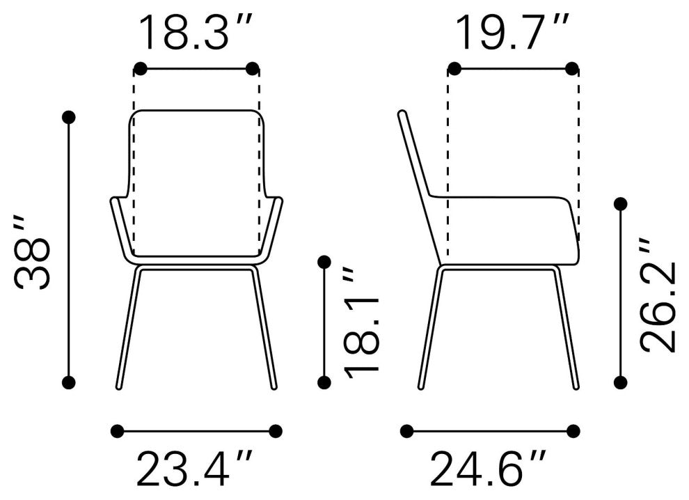 Dining Chair, Set of 2, Aluminum, Metal, Natural, Black, Outdoor Patio Balcony