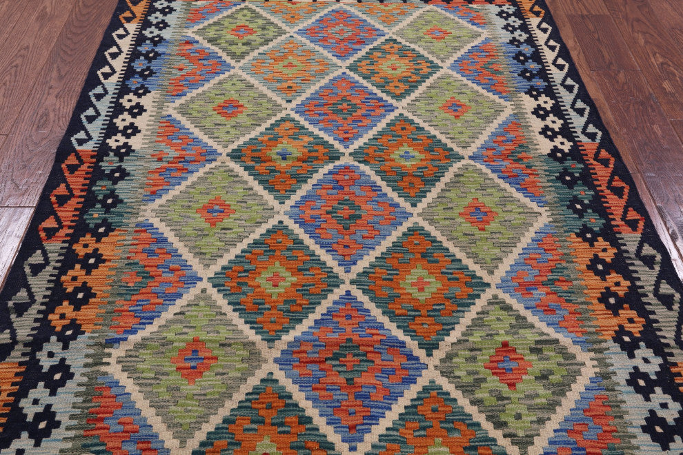 Flat Weave Kilim Reversible Wool On Wool Rug 4' 1" X 6' 0" Q9492