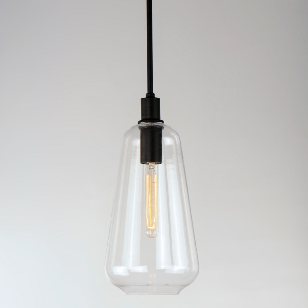 Maxim Lighting Babylon 7.5" 1-Light Pendant, Black/Clear, 11114CLBK
