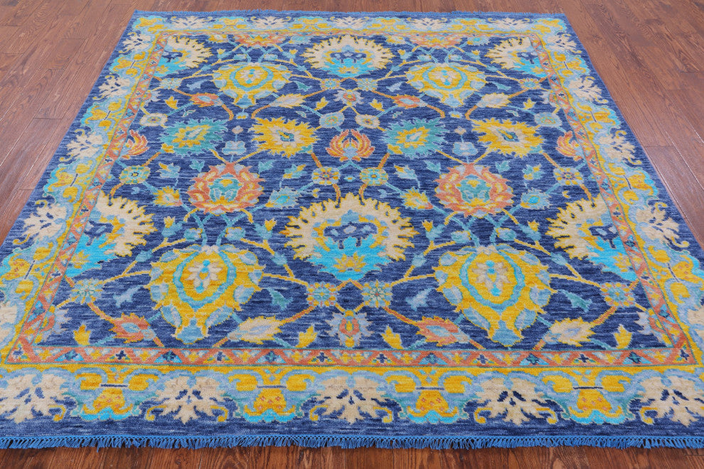 8' Square Turkish Oushak Handmade Wool Rug - Q13447