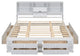 Gewnee King Size Platform Bed with Storage Headboard and 8 Drawers