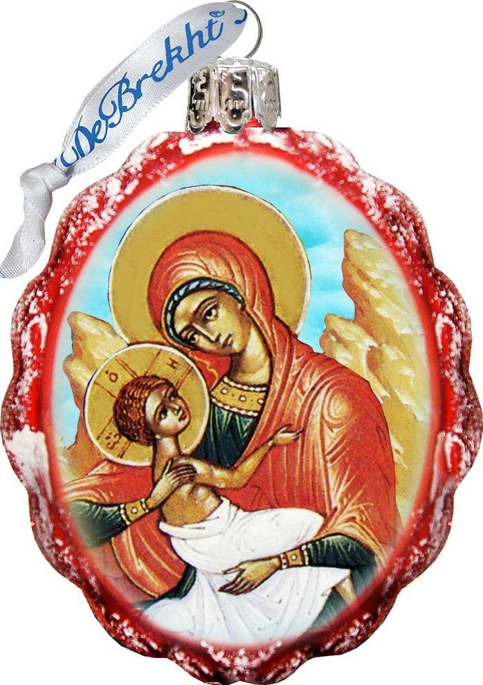 Keepsake Virgin Mary With Jesus Scenic Glass Ornament