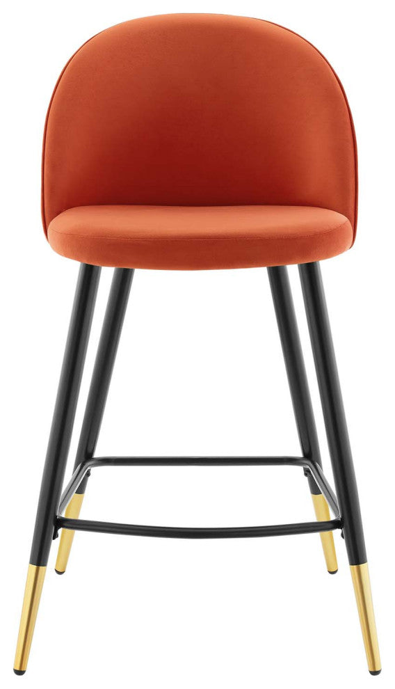 Cordial Performance Velvet Counter Stools Set of 2 Orange