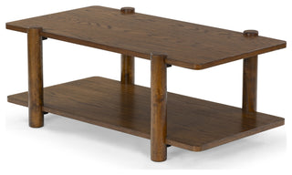 Safavieh Couture Edisyn 2 Shelf Wood Coffee Table, Medium Oak