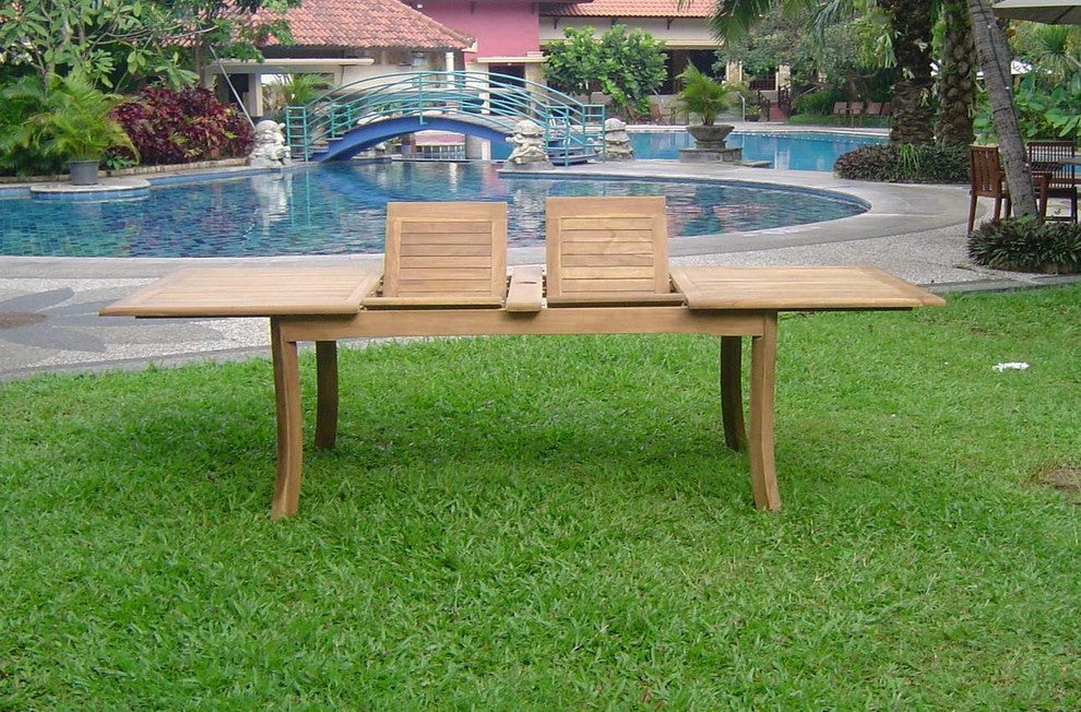 117" Double Extension Rectangular Dining Outdoor Teak Table